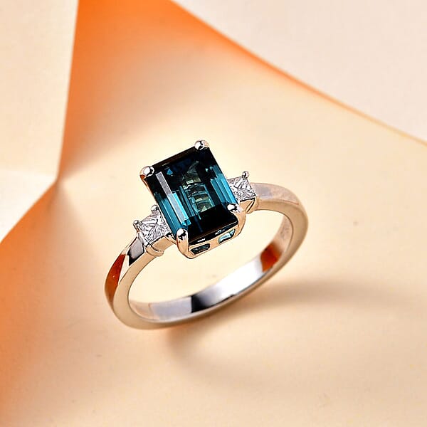 Shop Lc Certified & Appraised Rhapsody AAAA Monte Belo Indicolite And E-F VS Diamond 2.80 Ctw Ring In 950 Platinum 5.55 Grams