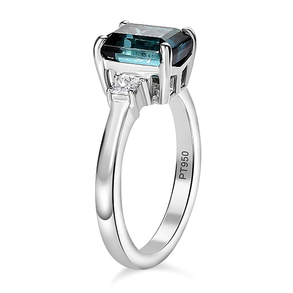 Shop Lc Certified & Appraised Rhapsody AAAA Monte Belo Indicolite And E-F VS Diamond 2.80 Ctw Ring In 950 Platinum 5.55 Grams