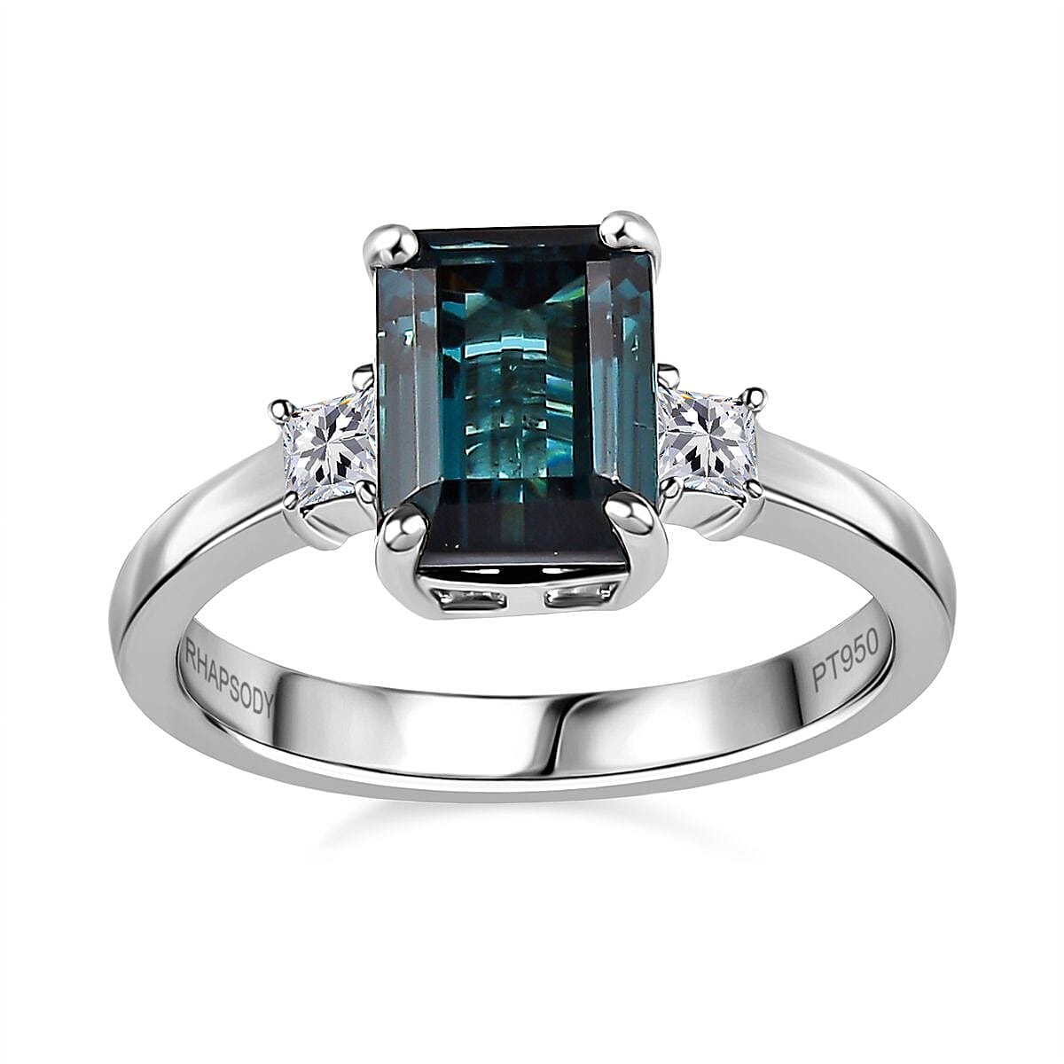 shop lc Certified & Appraised Rhapsody AAAA Monte Belo Indicolite and E-F VS Diamond 2.80 ctw Ring in 950 Platinum 5.55 Grams