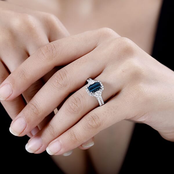 Shop Lc Certified & Appraised Rhapsody AAAA Monte Belo Indicolite And E-F VS Diamond 2.61 Ctw Ring In 950 Platinum 7.45 Grams