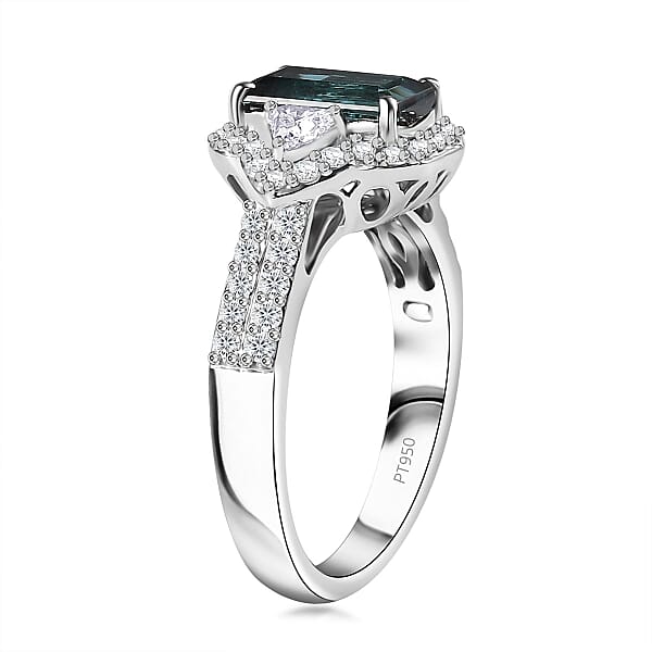Shop Lc Certified & Appraised Rhapsody AAAA Monte Belo Indicolite And E-F VS Diamond 2.61 Ctw Ring In 950 Platinum 7.45 Grams