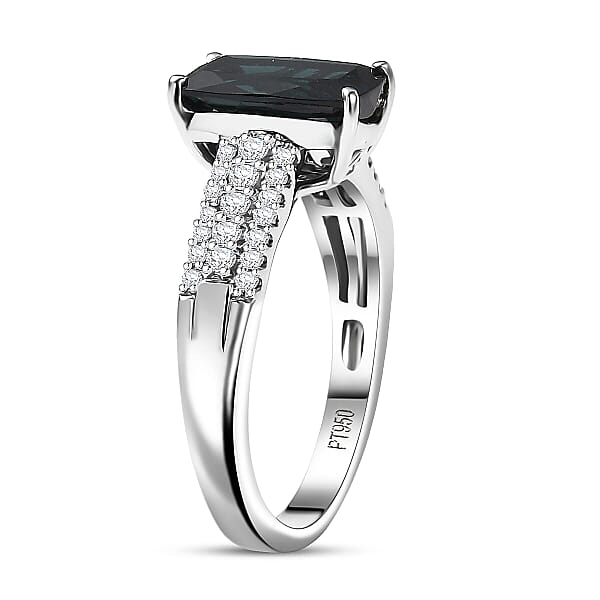 Shop Lc Certified & Appraised Rhapsody AAAA Monte Belo Indicolite And E-F VS Diamond 2.50 Ctw Ring In 950 Platinum 6.67 Grams