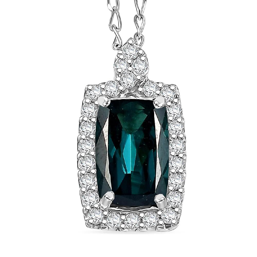 shop lc Certified & Appraised Rhapsody AAAA Monte Belo Indicolite and E-F VS Diamond 2.00 ctw Pendant Necklace in 950 Platinum 20 Inches