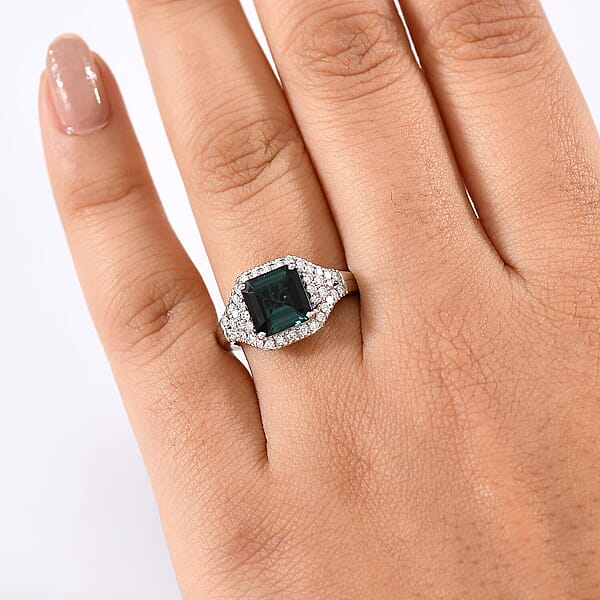 Shop Lc Certified & Appraised Rhapsody AAAA Monte Belo Indicolite And E-F VS Diamond 2.76 Ctw Ring In 950 Platinum 6.75 Grams