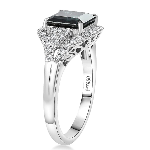 Shop Lc Certified & Appraised Rhapsody AAAA Monte Belo Indicolite And E-F VS Diamond 2.76 Ctw Ring In 950 Platinum 6.75 Grams