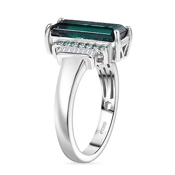 Shop Lc Certified & Appraised Rhapsody AAAA Monte Belo Indicolite Paraiba Tourmaline And E-F VS Diamond 4.00 Ctw Ring In 950 Platinum 7.80 Grams