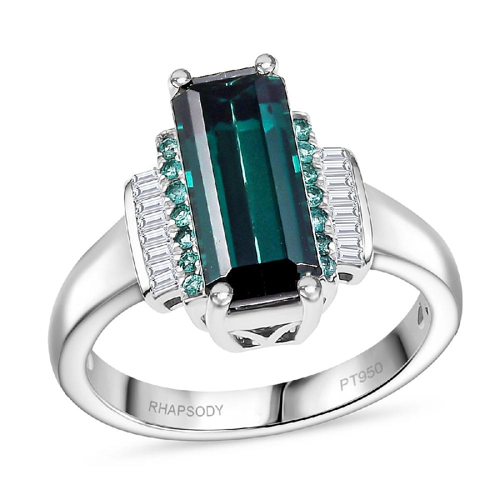 shop lc Certified & Appraised Rhapsody AAAA Monte Belo Indicolite Paraiba Tourmaline and E-F VS Diamond 4.00 ctw Ring in 950 Platinum 7.80 Grams