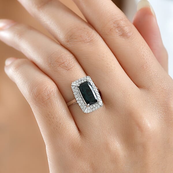 Shop Lc Certified & Appraised Rhapsody AAAA Monte Belo Indicolite And E-F VS Diamond 3.24 Ctw Ring In 950 Platinum 7.25 Grams