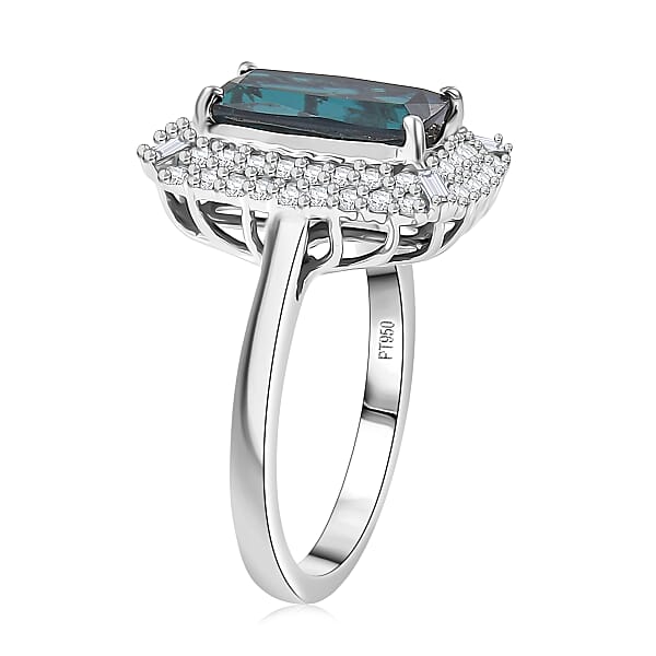 Shop Lc Certified & Appraised Rhapsody AAAA Monte Belo Indicolite And E-F VS Diamond 3.24 Ctw Ring In 950 Platinum 7.25 Grams