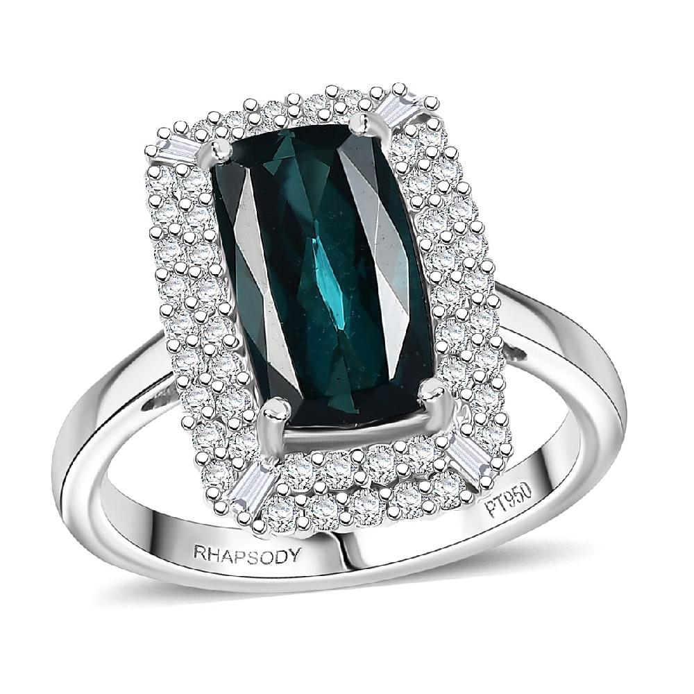 shop lc Certified & Appraised Rhapsody AAAA Monte Belo Indicolite and E-F VS Diamond 3.24 ctw Ring in 950 Platinum 7.25 Grams