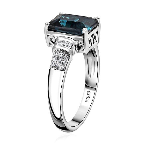 Shop Lc Certified & Appraised Rhapsody AAAA Monte Belo Indicolite And E-F VS Diamond 3.50 Ctw Ring In 950 Platinum 6.30 Grams
