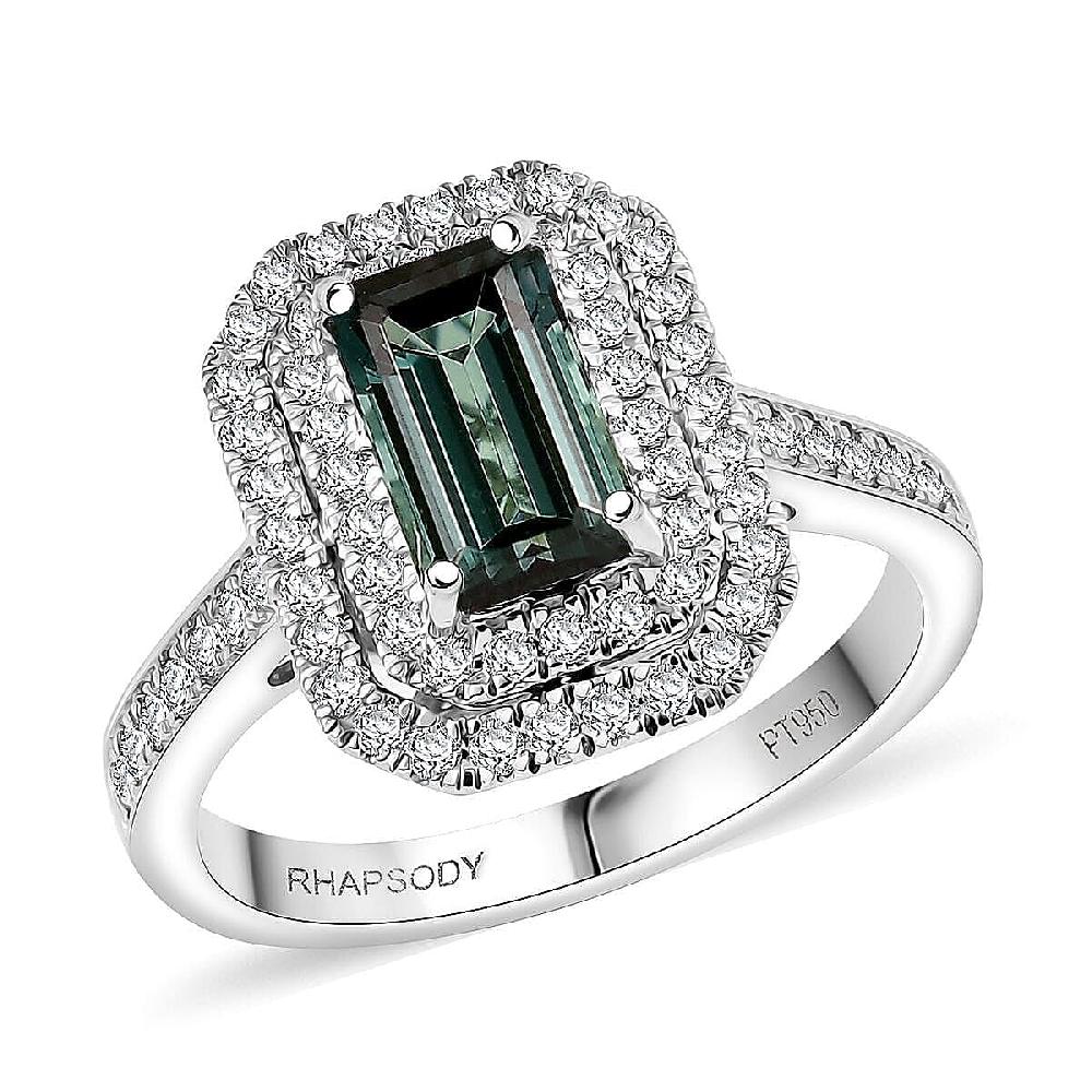shop lc Certified & Appraised Rhapsody AAAA Monte Belo Indicolite and E-F VS Diamond 2.22 ctw Ring in 950 Platinum 6.45 Grams