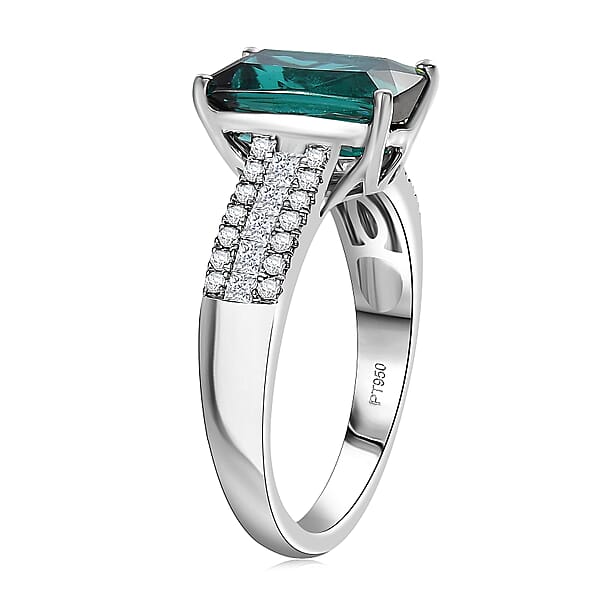 Shop Lc Certified & Appraised Rhapsody AAAA Monte Belo Indicolite And E-F VS Diamond 4.02 Ctw Ring In 950 Platinum 6.30 Grams