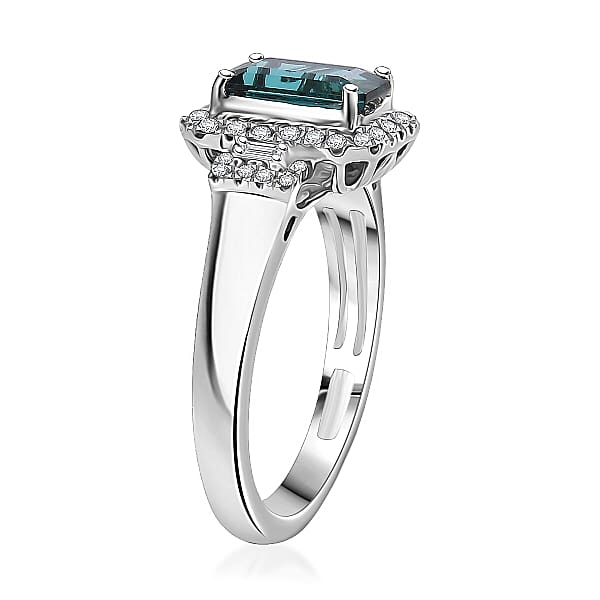 Shop Lc Certified & Appraised Rhapsody AAAA Monte Belo Indicolite And E-F VS Diamond 2.02 Ctw Ring In 950 Platinum 6.05 Grams