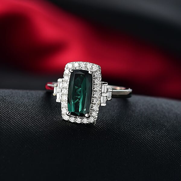 Shop Lc Certified & Appraised Rhapsody AAAA Monte Belo Indicolite And Diamond E-F VS 1.67 Ctw Ring In 950 Platinum 6.43 Grams