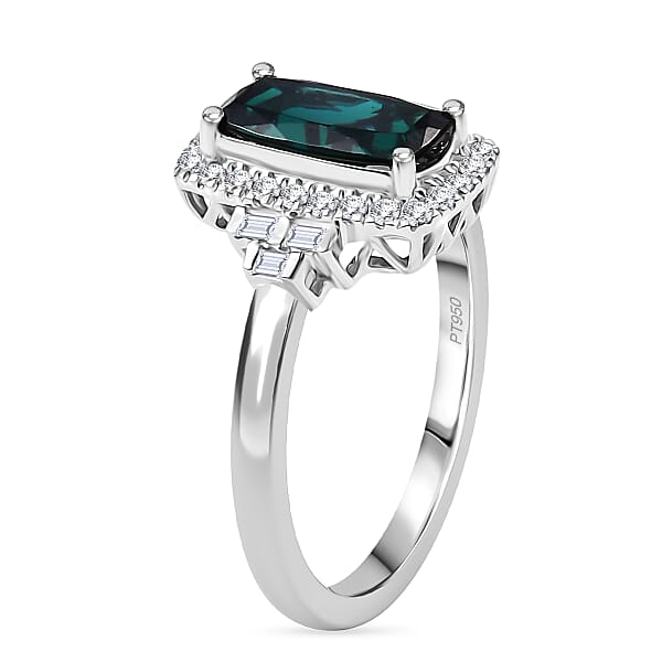 Shop Lc Certified & Appraised Rhapsody AAAA Monte Belo Indicolite And Diamond E-F VS 1.67 Ctw Ring In 950 Platinum 6.43 Grams