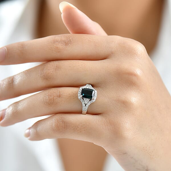 Shop Lc Certified & Appraised Rhapsody AAAA Monte Belo Indicolite And Diamond E-F VS 2.34 Ctw Ring In 950 Platinum 6.50 Grams