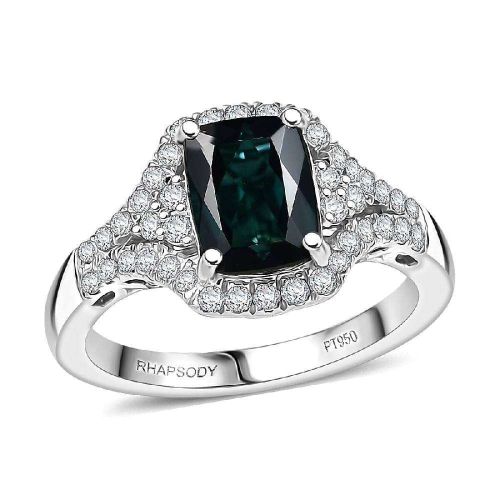 shop lc Certified & Appraised Rhapsody AAAA Monte Belo Indicolite and Diamond E-F VS 2.34 ctw Ring in 950 Platinum 6.50 Grams