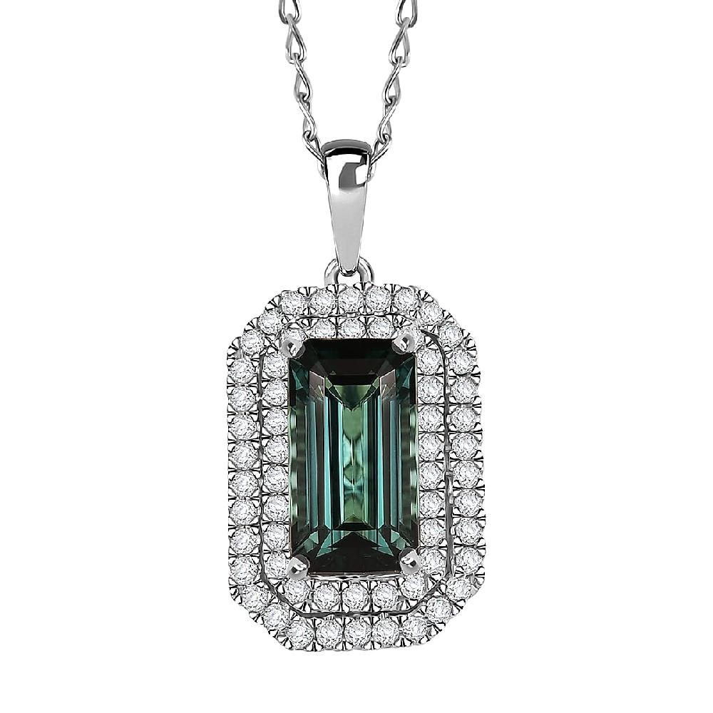 shop lc Certified & Appraised Rhapsody AAAA Monte Belo Indicolite and E-F VS Diamond 3.05 ctw Pendant Necklace in 950 Platinum 20 Inches