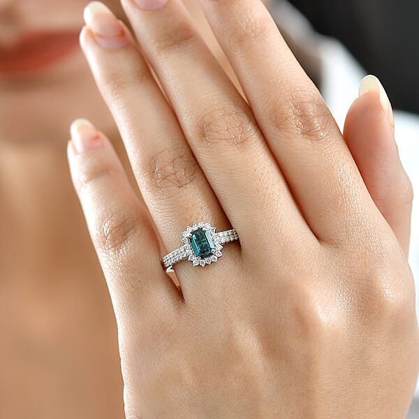 Shop Lc Certified & Appraised Rhapsody AAAA Monte Belo Indicolite And Diamond E-F VS 1.54 Ctw Ring In 950 Platinum 5.55 Grams