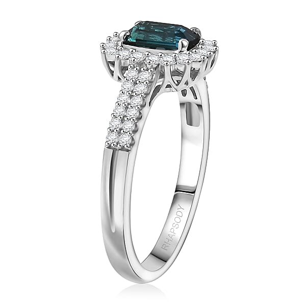Shop Lc Certified & Appraised Rhapsody AAAA Monte Belo Indicolite And Diamond E-F VS 1.54 Ctw Ring In 950 Platinum 5.55 Grams