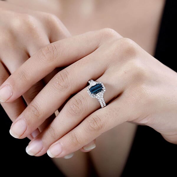 Shop Lc Certified & Appraised Rhapsody AAAA Monte Belo Indicolite And E-F VS Diamond 2.61 Ctw Ring In 950 Platinum 7.45 Grams