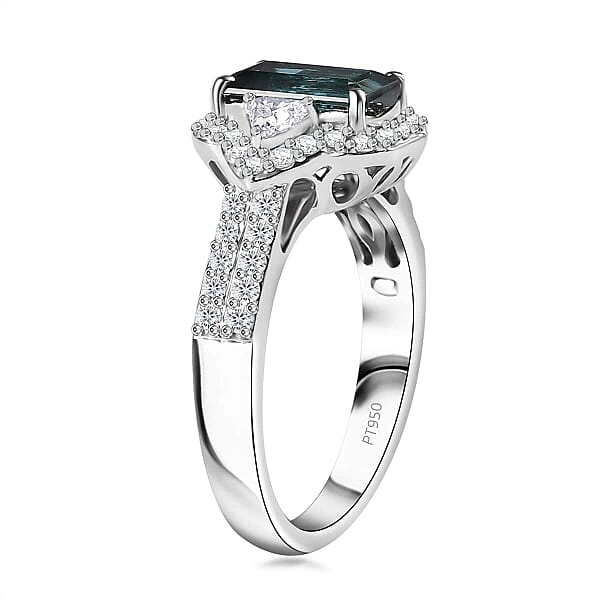Shop Lc Certified & Appraised Rhapsody AAAA Monte Belo Indicolite And E-F VS Diamond 2.61 Ctw Ring In 950 Platinum 7.45 Grams