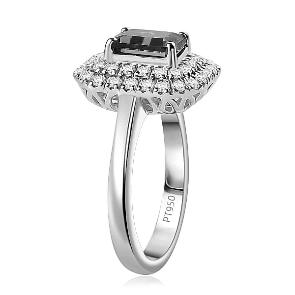 Shop Lc Certified & Appraised Rhapsody AAAA Monte Belo Indicolite And E-F VS Diamond 2.05 Ctw Double Halo Ring In 950 Platinum 7.85 Grams