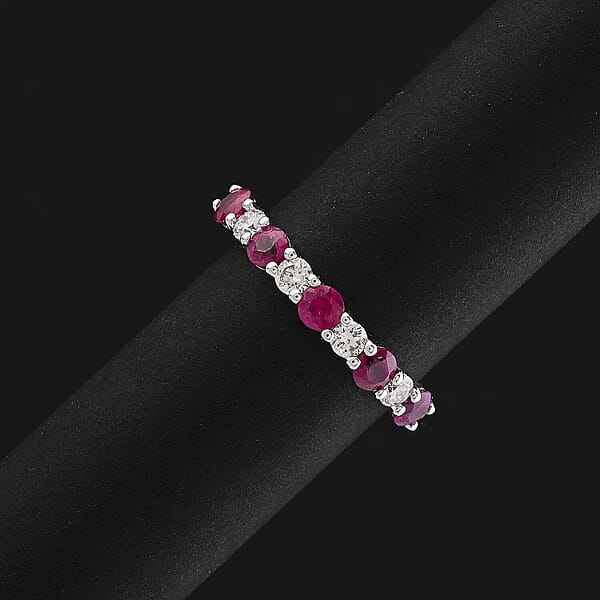 Shop Lc Certified & Appraised Rhapsody AAAA Montepuez Ruby And E-F VS Diamond 1.05 Ctw Ring In 950 Platinum 4.16 Grams