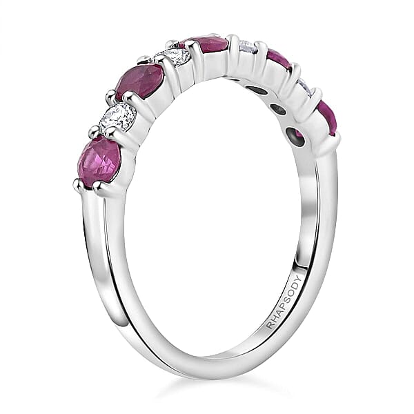 Shop Lc Certified & Appraised Rhapsody AAAA Montepuez Ruby And E-F VS Diamond 1.05 Ctw Ring In 950 Platinum 4.16 Grams