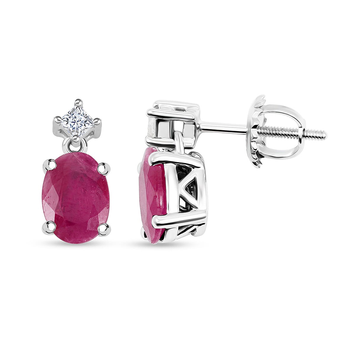 shop lc Certified & Appraised Rhapsody AAAA Montepuez Ruby and E-F VS Diamond 1.80 ctw Earrings in 950 Platinum