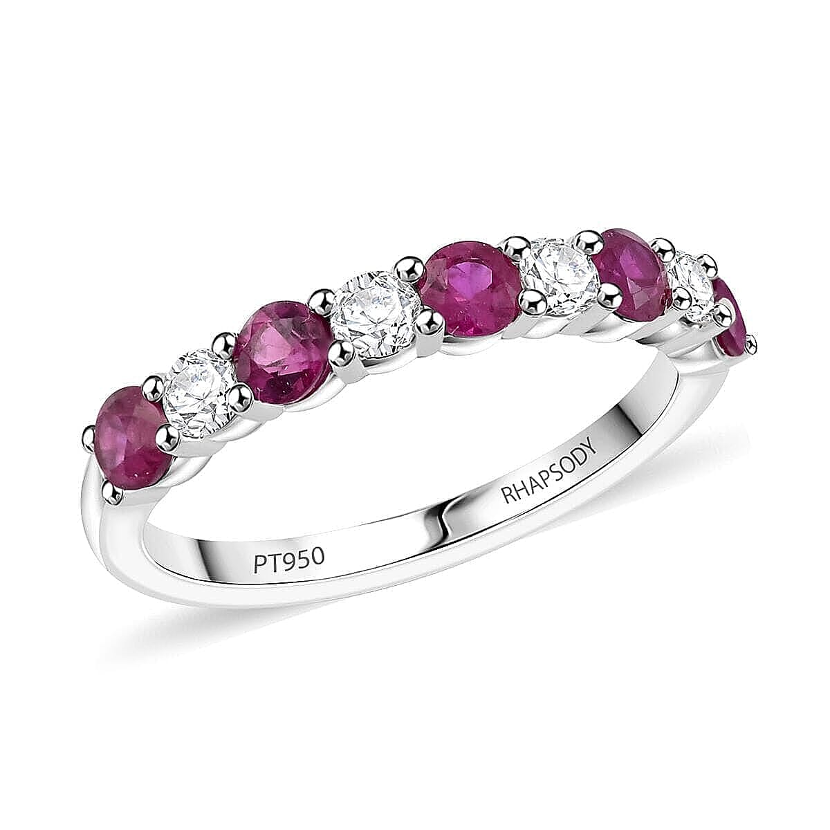 shop lc Certified & Appraised Rhapsody AAAA Montepuez Ruby and E-F VS Diamond 1.05 ctw Ring in 950 Platinum 4.16 Grams