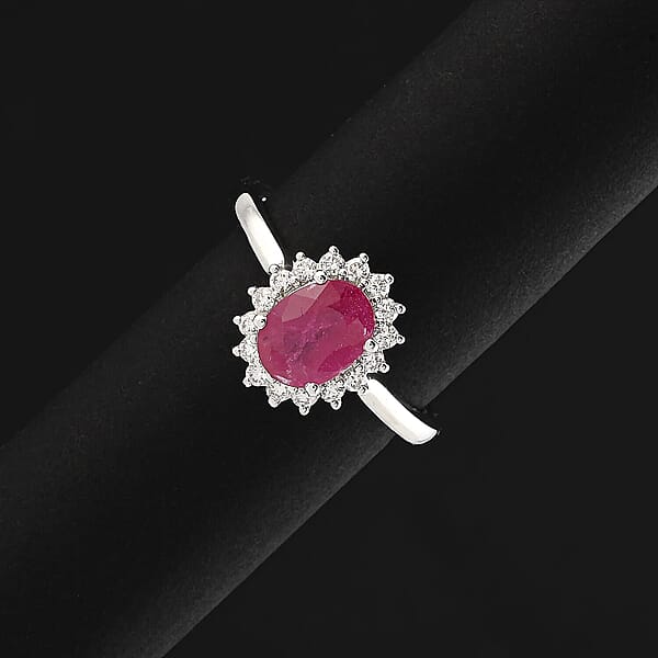 Shop Lc Certified & Appraised Rhapsody AAAA Montepuez Ruby Diamond Ring In 950 Platinum 1.75 Ctw