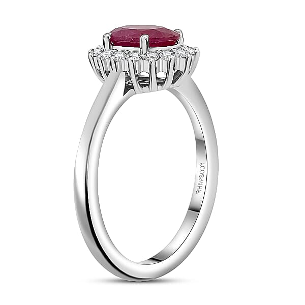 Shop Lc Certified & Appraised Rhapsody AAAA Montepuez Ruby Diamond Ring In 950 Platinum 1.75 Ctw