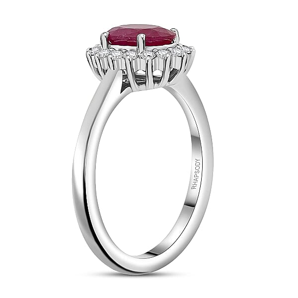 Shop Lc Certified & Appraised Rhapsody AAAA Montepuez Ruby Diamond Ring In 950 Platinum 1.75 Ctw