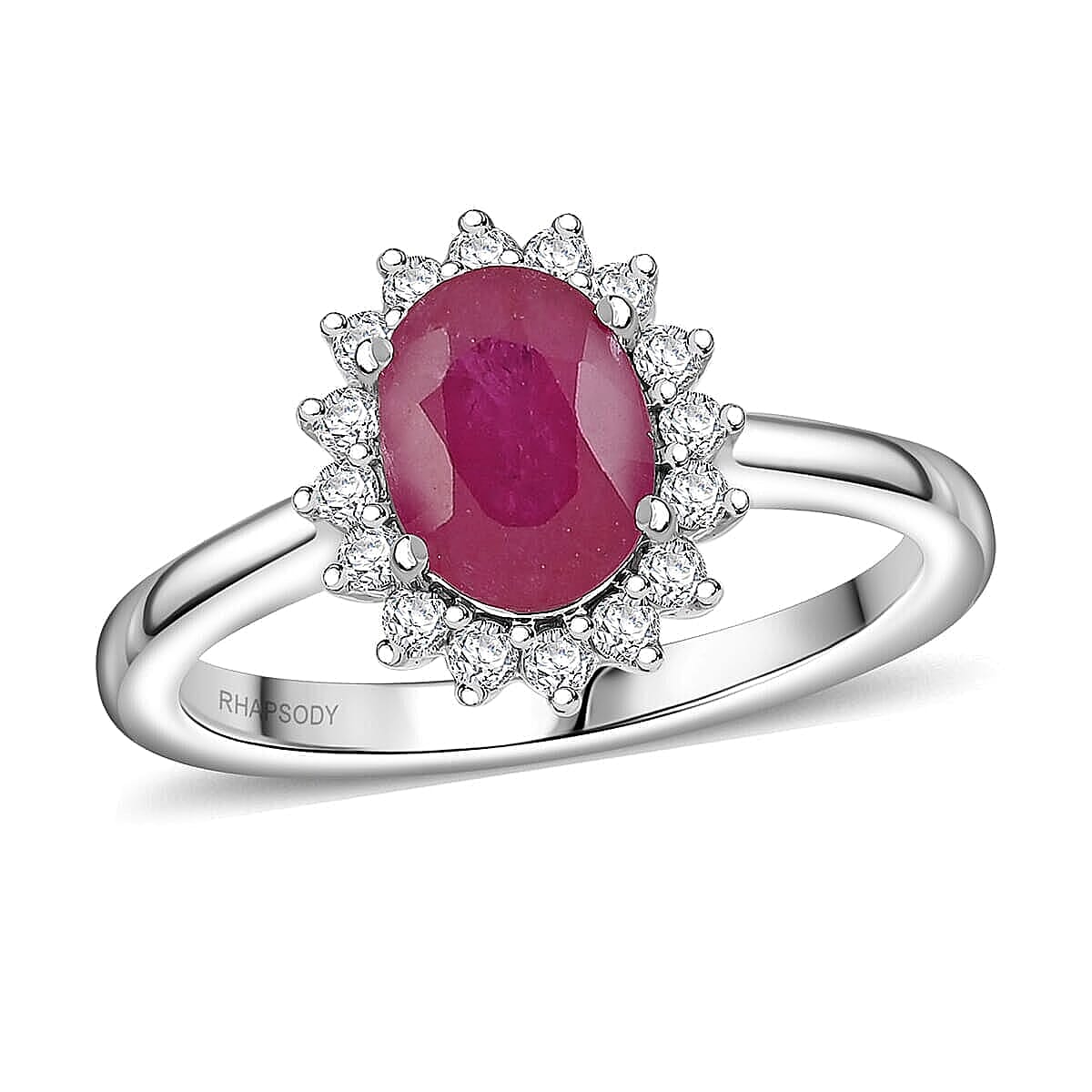 shop lc Certified & Appraised Rhapsody AAAA Montepuez Ruby Diamond Ring in 950 Platinum 1.75 ctw
