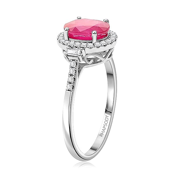 Shop Lc Certified & Appraised Rhapsody AAAA Mozambique Ruby And E-F VS Diamond 2.50 Ctw Ring In 950 Platinum 5.85 Grams (Del. In 10-15 Days)