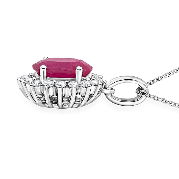 Shop Lc Certified & Appraised Rhapsody AAAA Mozambique Ruby And E-F VS Diamond 1.75 Ctw Pendant Necklace In 950 Platinum 18 Inches