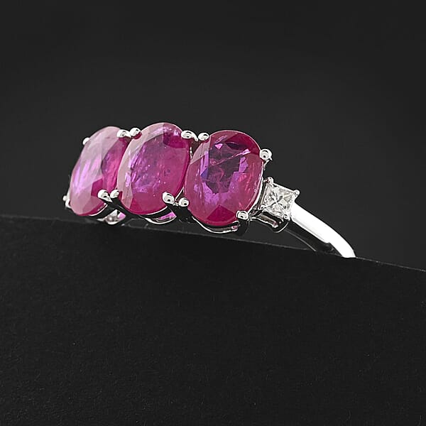 Shop Lc Certified & Appraised Rhapsody AAAA Mozambique Ruby And E-F VS Diamond 2.50 Ctw Ring In 950 Platinum 4.29 Grams