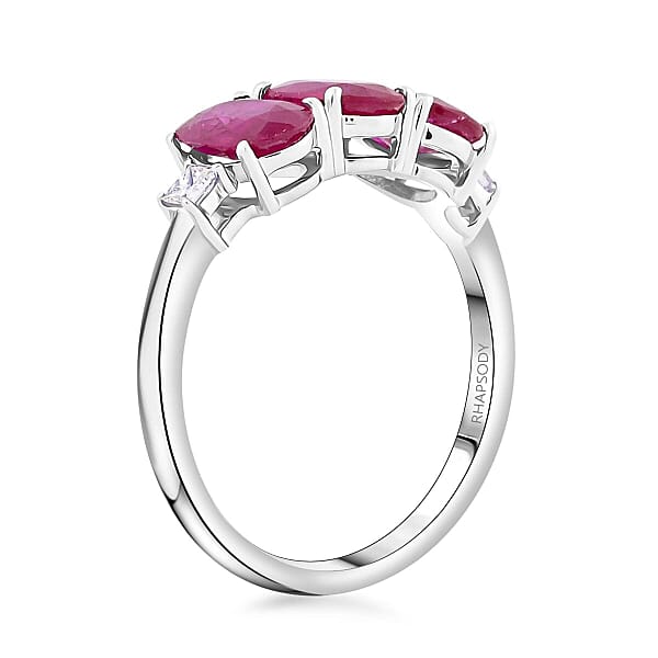 Shop Lc Certified & Appraised Rhapsody AAAA Mozambique Ruby And E-F VS Diamond 2.50 Ctw Ring In 950 Platinum 4.29 Grams