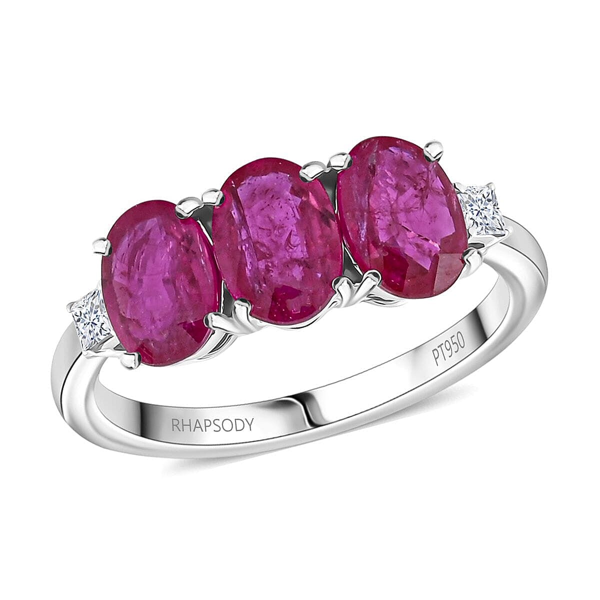 shop lc Certified & Appraised Rhapsody AAAA Mozambique Ruby and E-F VS Diamond 2.50 ctw Ring in 950 Platinum 4.29 Grams