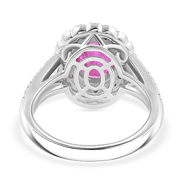 Shop Lc Certified & Appraised Rhapsody AAAA Mozambique Ruby Padparadscha Sapphire And E-F VS Diamond 2.40 Ctw Ring In 950 Platinum 8 Grams