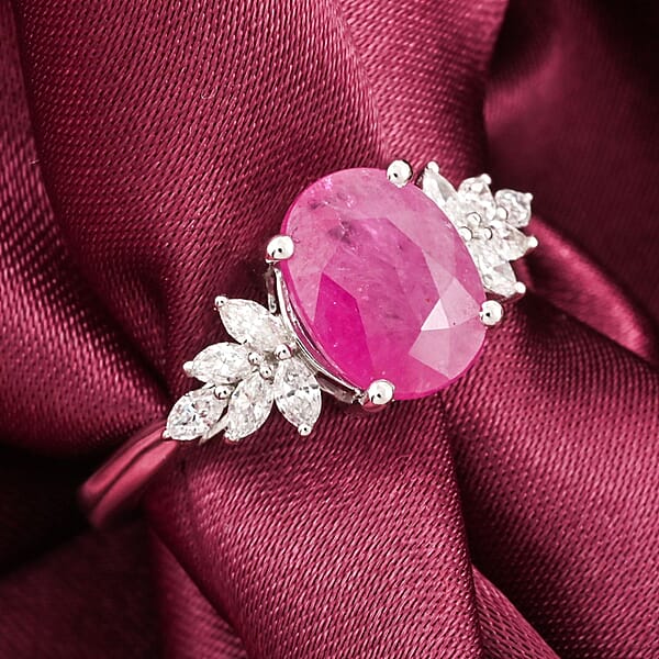 Shop Lc Certified & Appraised Rhapsody AAAA Mozambique Ruby And E-F VS Diamond 2.25 Ctw Ring In 950 Platinum 5.80 Grams