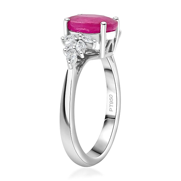 Shop Lc Certified & Appraised Rhapsody AAAA Mozambique Ruby And E-F VS Diamond 2.25 Ctw Ring In 950 Platinum 5.80 Grams
