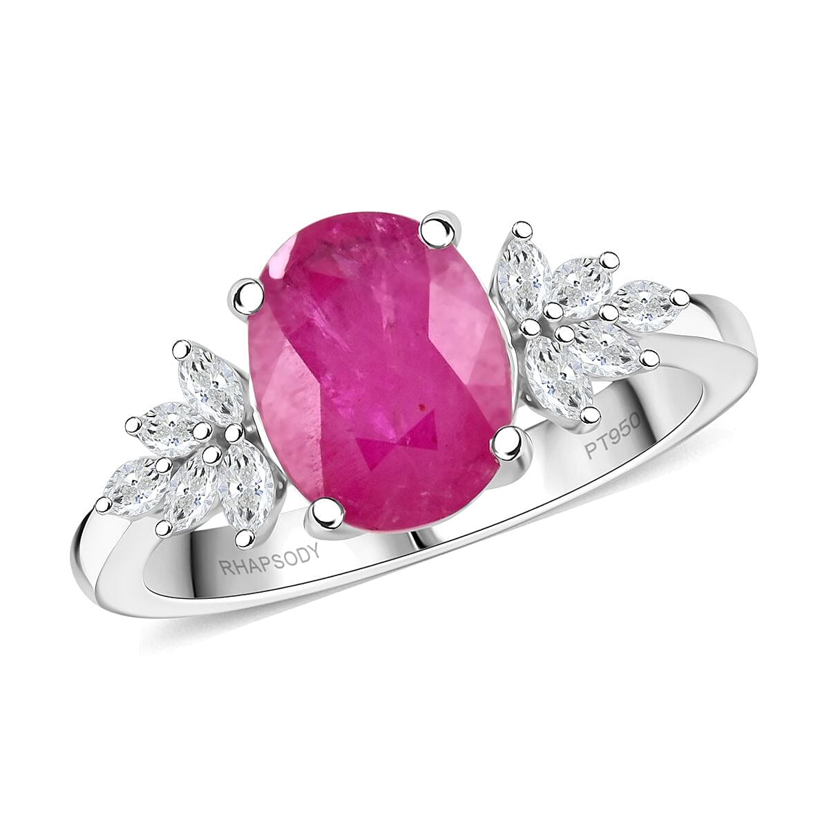 shop lc Certified & Appraised Rhapsody AAAA Mozambique Ruby and E-F VS Diamond 2.25 ctw Ring in 950 Platinum 5.80 Grams