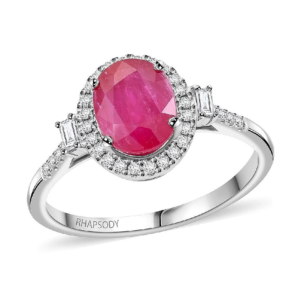 shop lc Certified & Appraised Rhapsody AAAA Mozambique Ruby and E-F VS Diamond 2.50 ctw Ring in 950 Platinum 5.85 Grams (Del. in 10-15 Days)