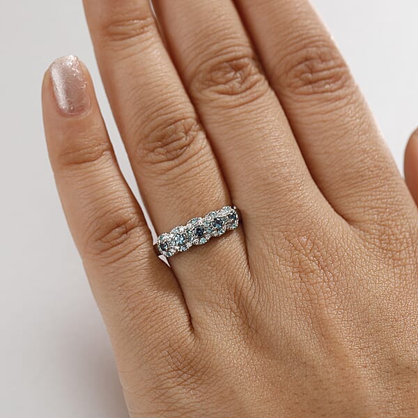 Shop Lc Certified & Appraised Rhapsody AAAA Narsipatnam Alexandrite Paraiba Tourmaline And E-F VS2 Diamond 0.65 Ctw Ring In 950 Platinum