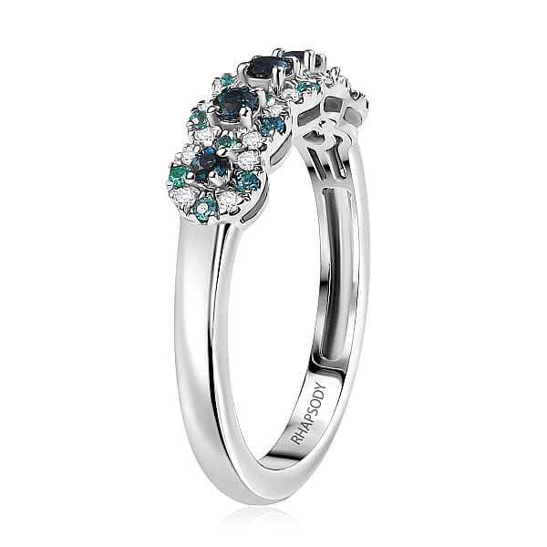 Shop Lc Certified & Appraised Rhapsody AAAA Narsipatnam Alexandrite Paraiba Tourmaline And E-F VS2 Diamond 0.65 Ctw Ring In 950 Platinum