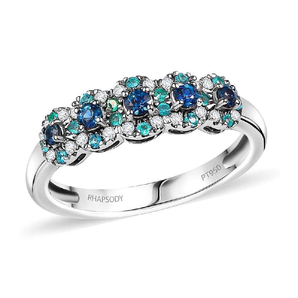 shop lc Certified & Appraised Rhapsody AAAA Narsipatnam Alexandrite Paraiba Tourmaline and E-F VS2 Diamond 0.65 ctw Ring in 950 Platinum