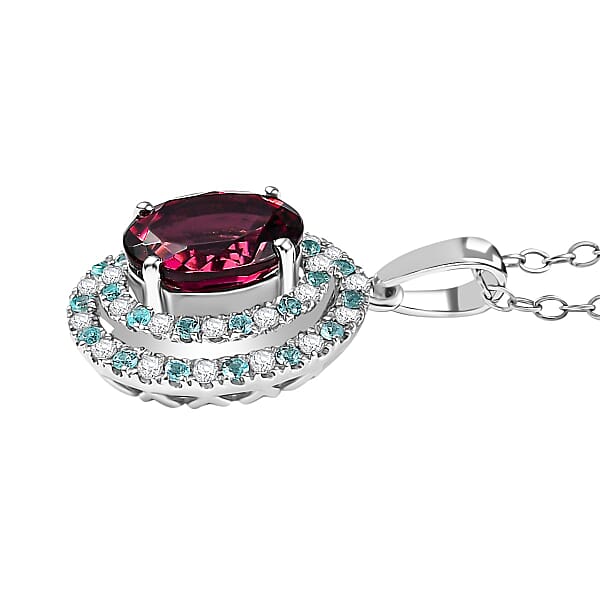 Shop Lc Certified & Appraised Rhapsody AAAA Ouro Fino Rubellite Paraiba Tourmaline And E-F VS2 Diamond 2.51 Ctw Pendant Necklace In 950 Platinum 20 Inches 3.60 Grams